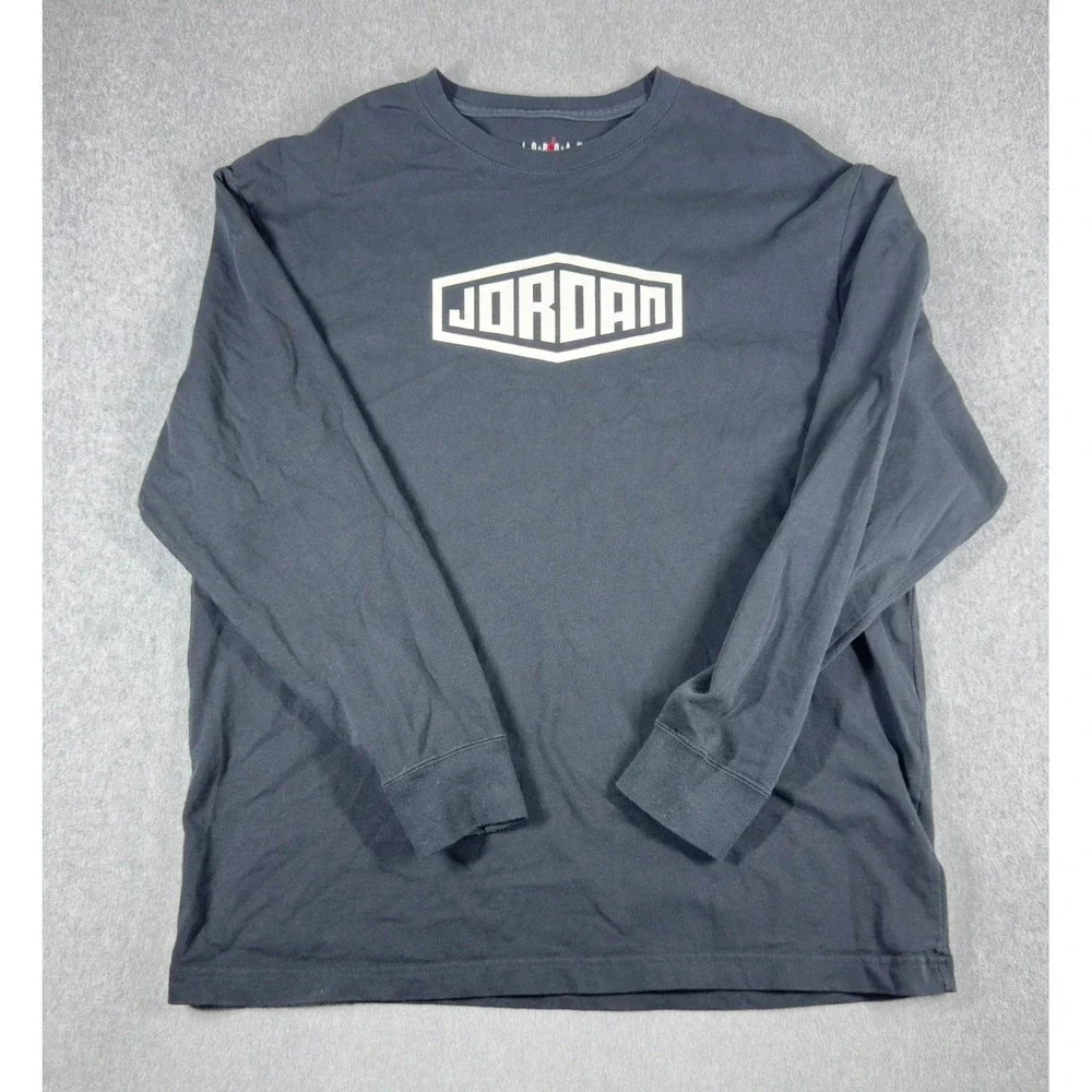 Air‎ Jordan Long Sleeve Shirt Mens Large Black White Jumpman Graphic